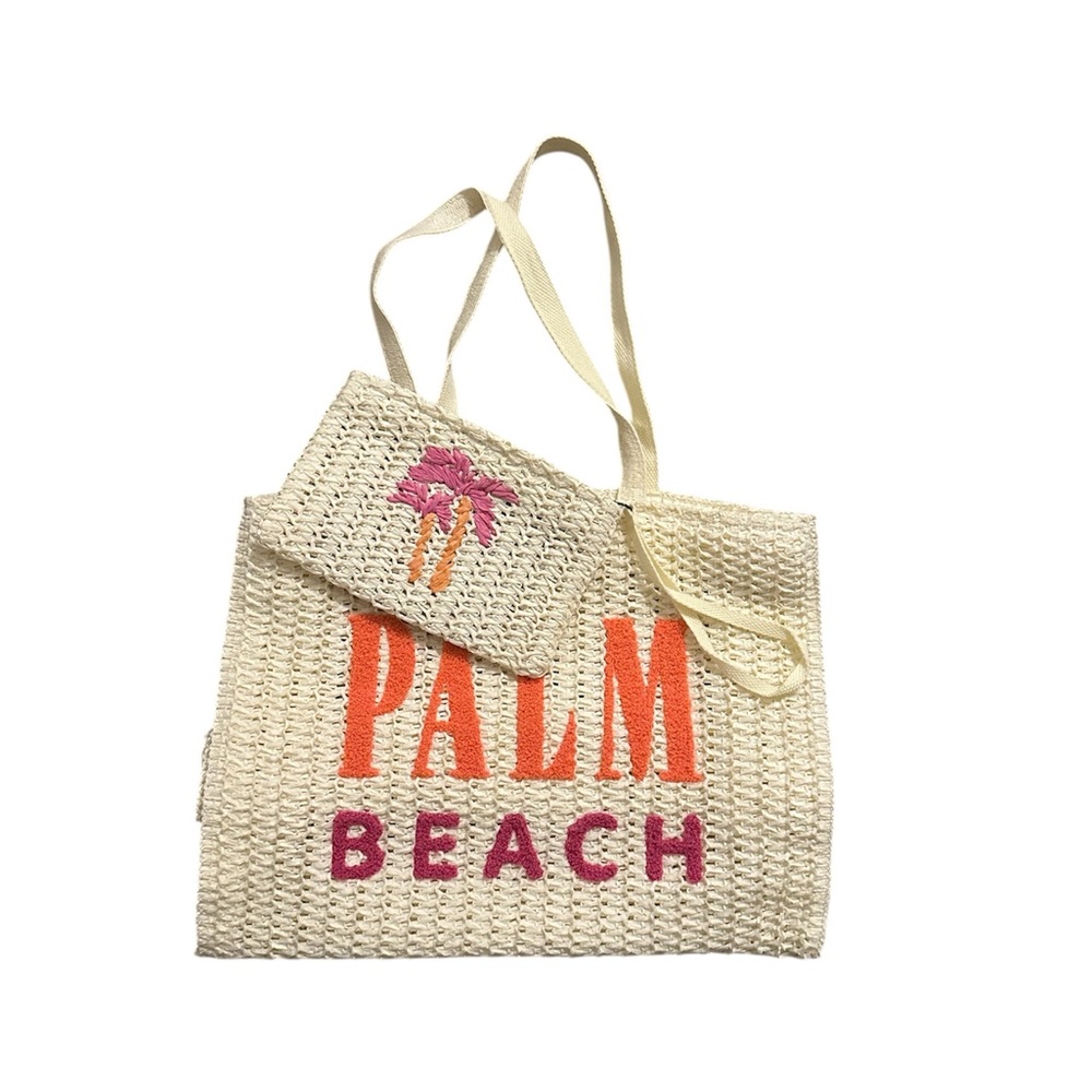 Sonoma Maya Straw Verbiage Tote & Wristlet Set
